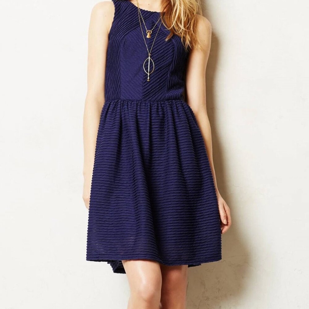 Anthropologie Women’s Bordeaux Textured Tank Dress Navy, Size XSP